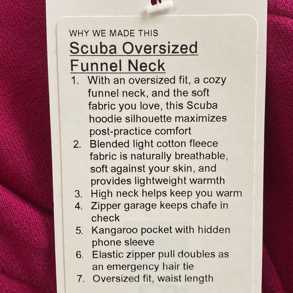❤️ Lululemon Scuba Oversized Funnel Neck in Wild Berry NWT Size XS/S - Picture 8 of 8